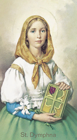 Saint Dymphna Paper Catholic Prayer Holy Card with Blank Back, Pack of 100