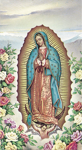 Our Lady of Guadalupe Paper Catholic Prayer Holy Card with Blank Back, Pack of 100