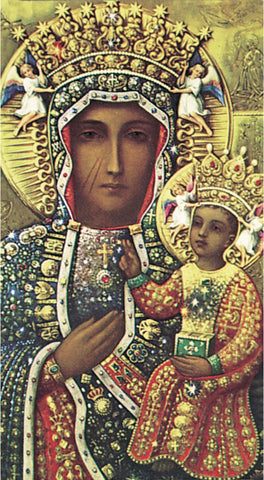 Our Lady of Czestochowa Paper Catholic Prayer Holy Card with Blank Back, Pack of 100