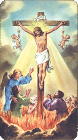 Crucifixion Paper Catholic Prayer Holy Card with Blank Back, Pack of 100