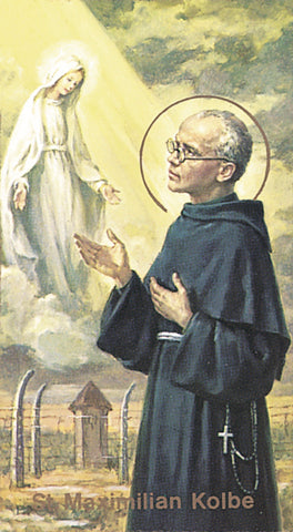 Saint Maximilian Kolbe Paper Catholic Prayer Holy Card with Blank Back, Pack of 100