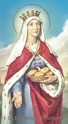 Saint Elizabeth of Hungary Paper Catholic Prayer Holy Card with Blank Back, Pack of 100