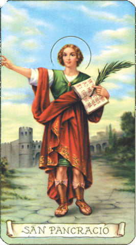 Saint Pancracio Paper Catholic Prayer Holy Card with Blank Back, Pack of 100