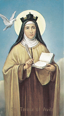 Saint Teresa of Avila Paper Catholic Prayer Holy Card with Blank Back, Pack of 100