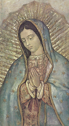 Our Lady of Guadalupe Bust Paper Catholic Prayer Holy Card with Blank Back, Pack of 100