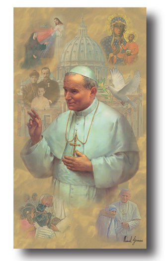 Saint John Paul II Paper Catholic Prayer Holy Card with Blank Back, Pack of 100