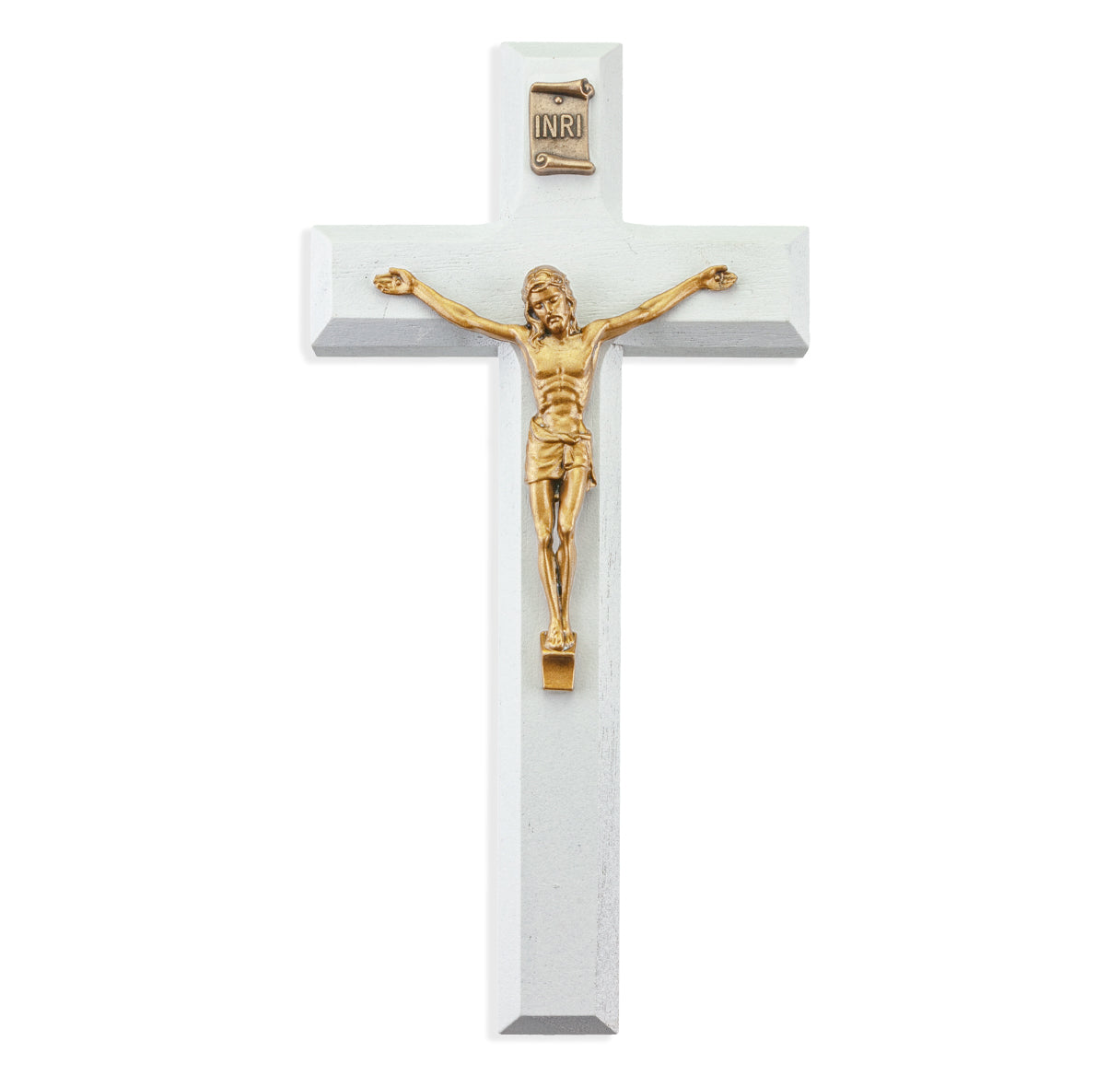 Medium Catholic White Wood Crucifix, for Home, Office, Over Door