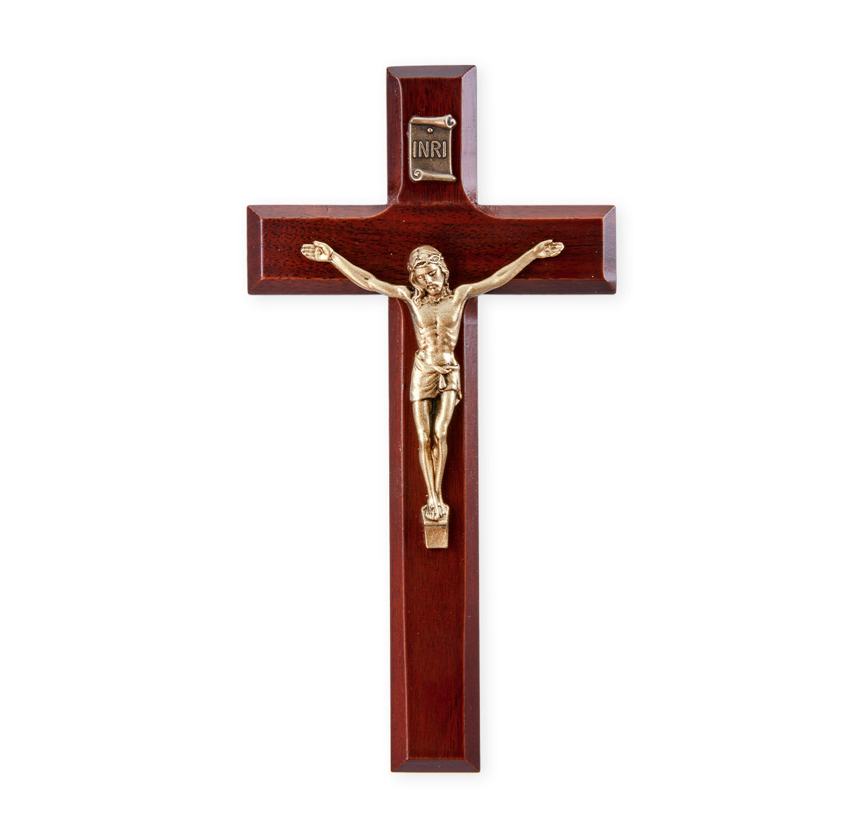 Medium Catholic Dark Cherry Wood Wall Crucifix, 7", for Home, Office, Over Door