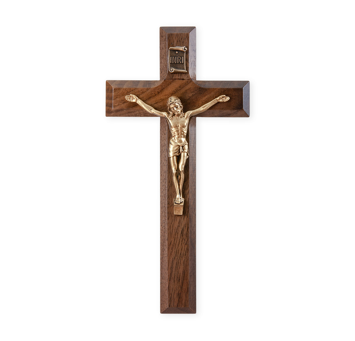 Medium Catholic Genuine Walnut Crucifix, 7", for Home, Office, Over Door