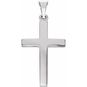 Extel Medium 10K White Gold Mens Womens Religious Cross Pendant Charm Made in USA