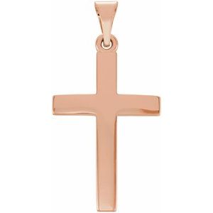 Extel Medium 14K Rose Gold Mens Womens Religious Cross Pendant Charm