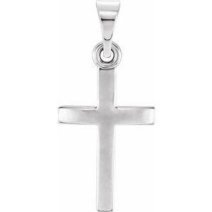 Extel Medium 14K White Gold Mens Womens Religious Cross Pendant Charm Made in USA