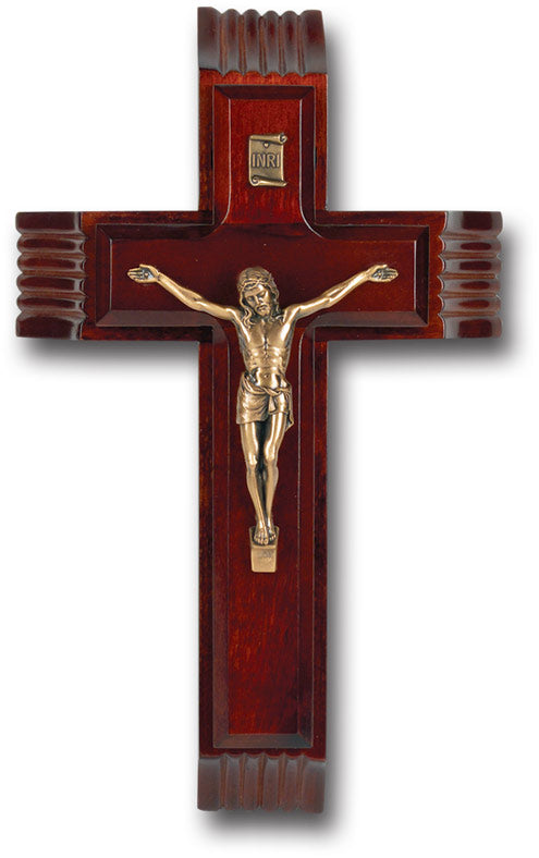 Large Catholic Dark Cherry Wood Sick Call Crucifix, 10"