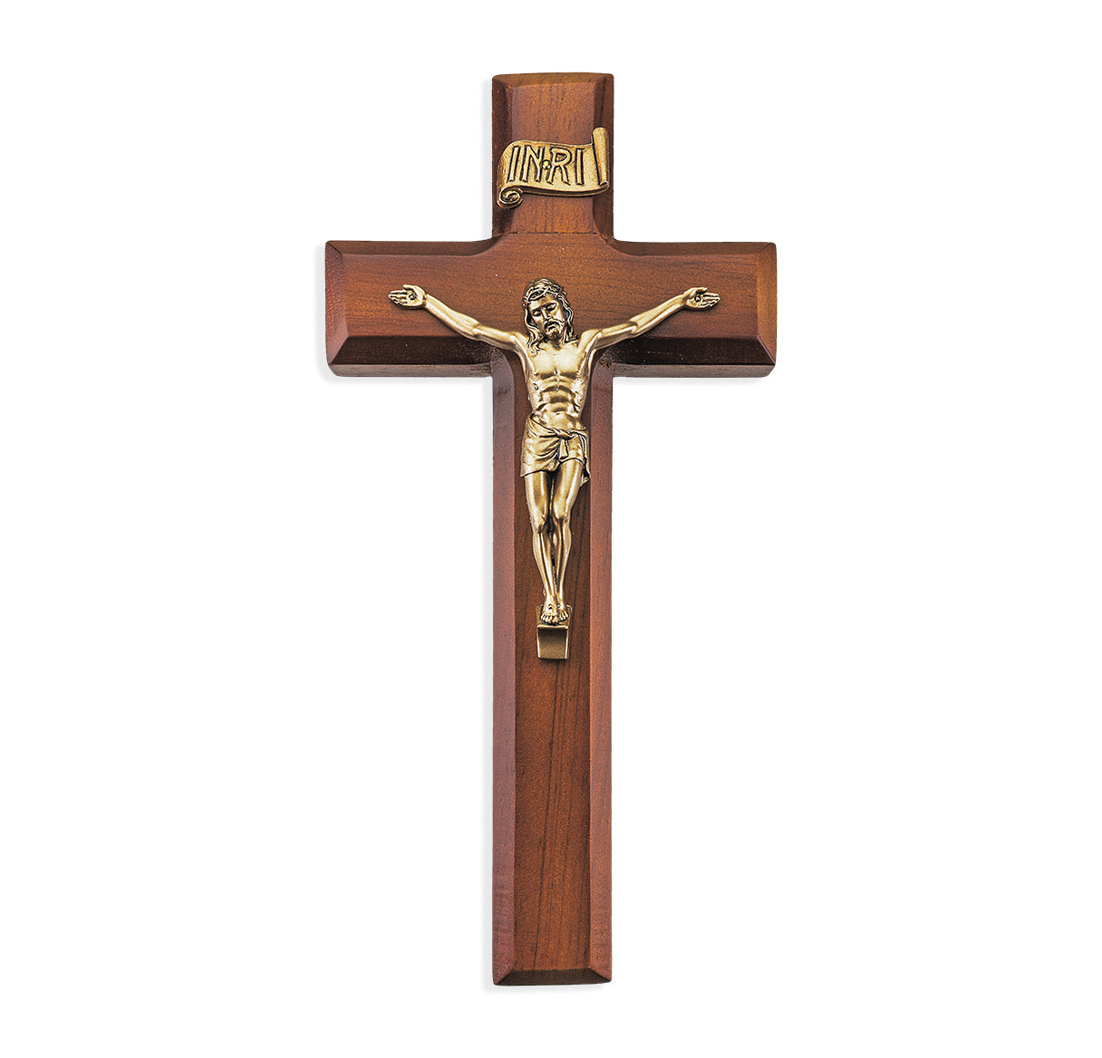 Medium Catholic Tutone Wood Wall Crucifix, 9", for Home, Office, Over Door