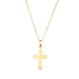 Extel Medium 14K Yellow Gold Religious Youth Cross Necklace