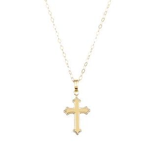 Extel Medium 14K Yellow Gold Religious Youth Cross Necklace