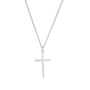 Extel Medium Sterling Silver Mens Womens Religious Cross Pendant Charm with 18" Necklace