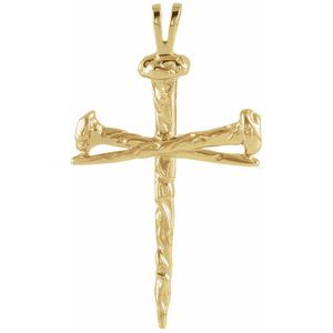 Extel Large 10K Yellow Gold Mens Religious Nail Cross Pendant Charm Made in USA