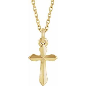 Extel Small 14K Yellow Gold Womens Religious Cross Pendant Charm