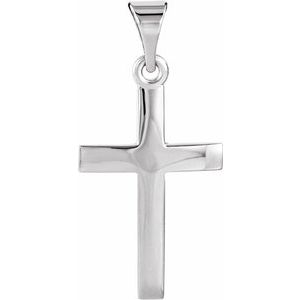 Extel Medium 14K White Gold Mens Womens Religious Cross Pendant Charm Made in USA