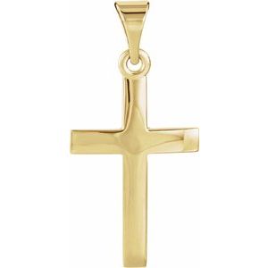 Extel Medium 14K Yellow Gold Mens Womens Religious Cross Pendant Charm Made in USA