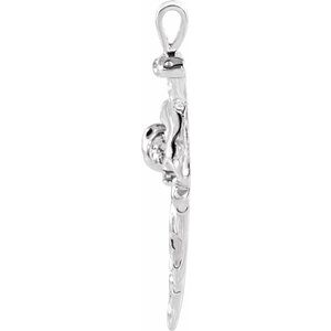 Extel Large Sterling Silver Mens Religious Nail Cross Pendant Charm