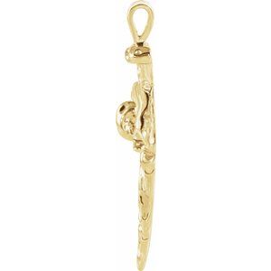 Extel Large 14K Yellow Gold Mens Religious Nail Cross Pendant Charm