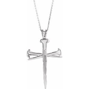 Extel Large Sterling Silver Mens Religious Nail Cross Pendant