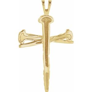 Extel Large 14K Yellow Gold Mens Religious Nail Cross Pendant Charm