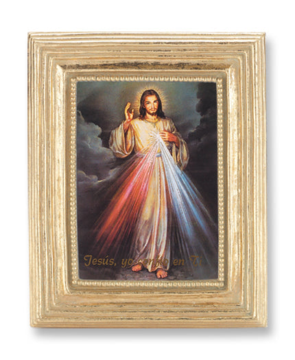 Divine Mercy Spanish Picture Framed Print Small Gold Frame