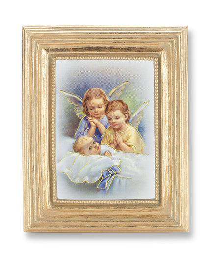 Guardian Angels Picture Framed Print Small Gold-Leaf Frame