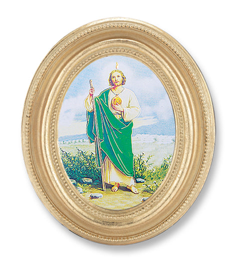 St. Jude Picture Framed Print Small Oval Gold-Leaf Frame