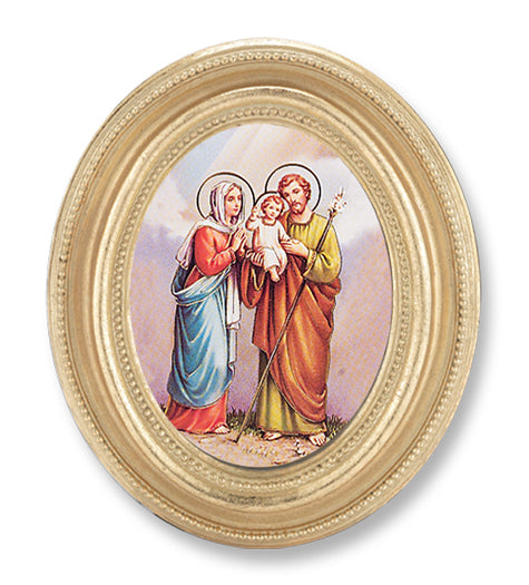 Holy Family Picture Framed Print Small Oval Gold-Leaf Frame