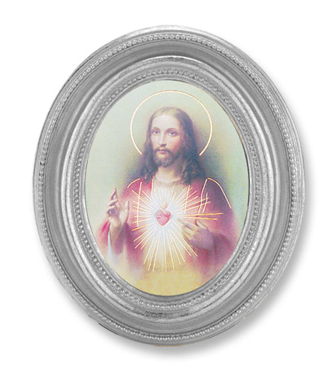 Sacred Heart of Jesus Picture Framed Print Small Oval Frame