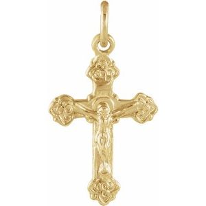 Extel Medium 14K Yellow Gold Religious Youth Crucifix Pendant