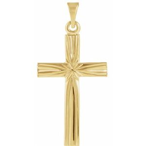 Extel Medium 14K Yellow Gold Mens Womens Religious Cross Pendant Charm Made in USA