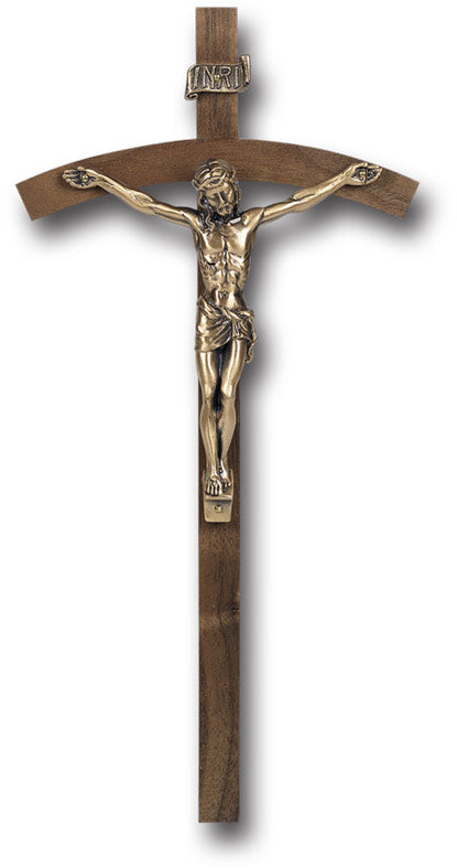 Large Catholic Walnut Wood Wall Crucifix, 10" , for Home, Office, Over Door