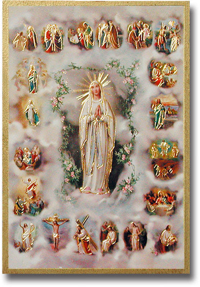 Hirten Mystery of the Rosary Gold Foil Mosaic Plaque Wall Art Decor Small