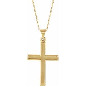 Extel Large 14K Yellow Gold Mens Womens Religious Cross Pendant Charm