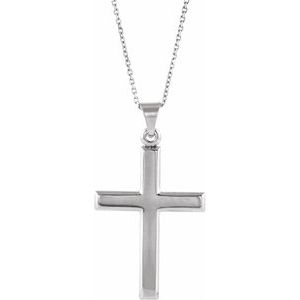 Extel Large 14K White Gold Mens Womens Religious Cross Pendant Charm