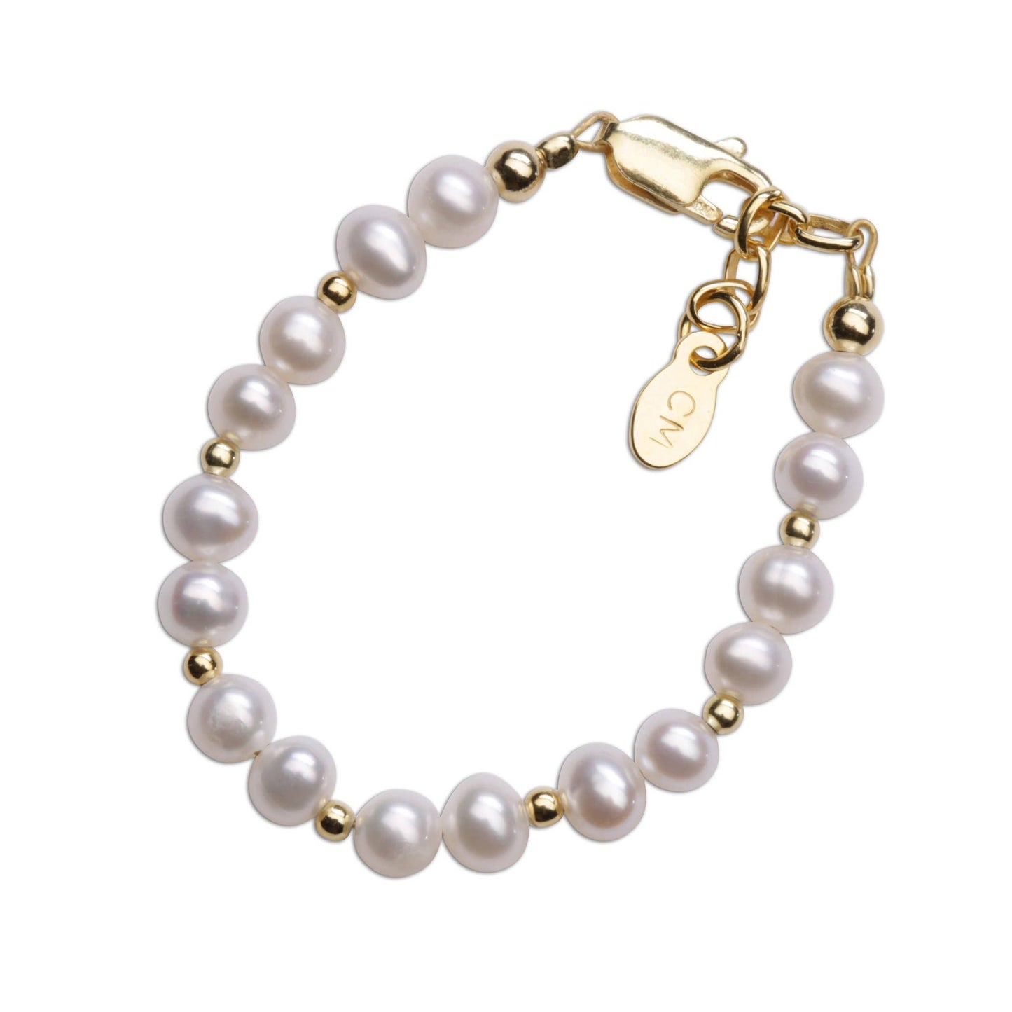 Girls 14K Gold-Plated Pearl Baby Bracelet Children's Jewelry Small 0-12m