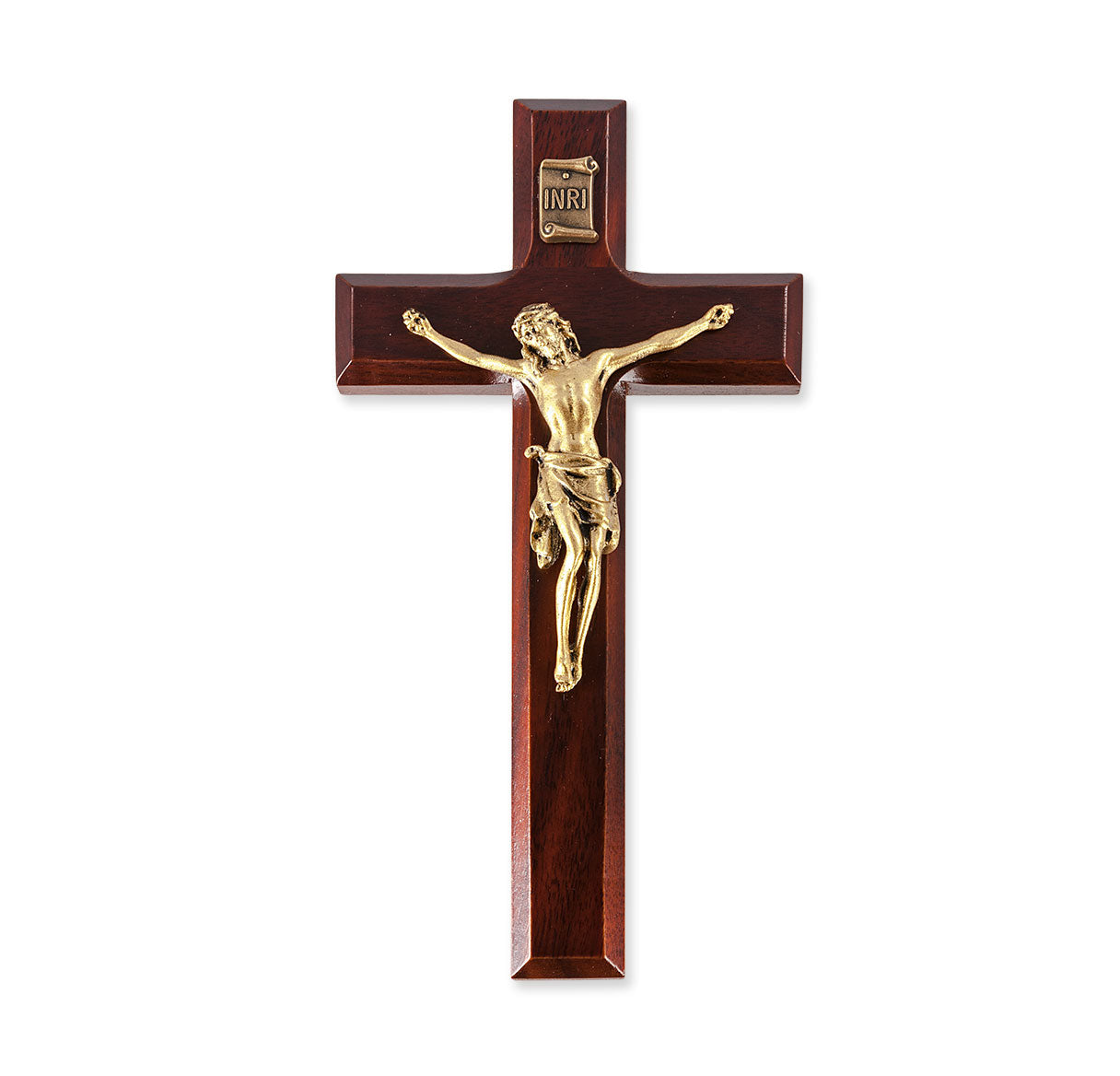 Medium Catholic Dark Cherry Wood Wall Crucifix, 7", for Home, Office, Over Door