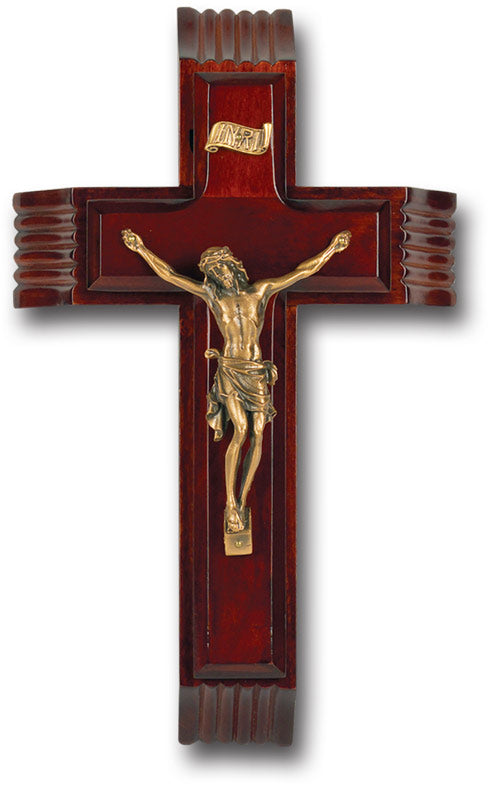 Large Catholic Dark Cherry Wood Sick Call Crucifix, 10"