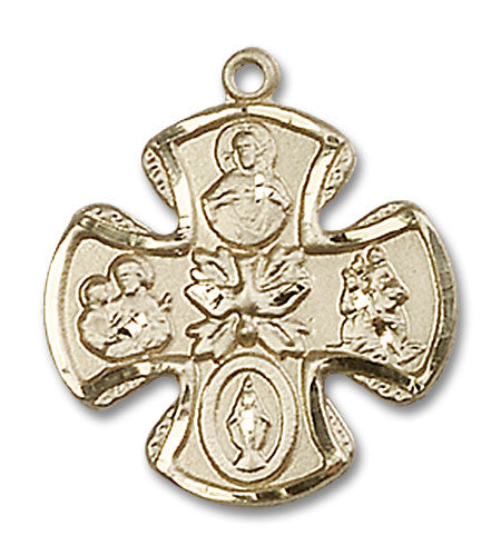 Extel Medium 14kt Gold Filled Traditional Catholic 5-Way Cross Cruciform Medal