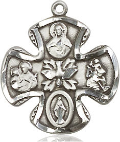 Extel Medium Pewter Traditional Catholic 5-Way Cross Cruciform Medal