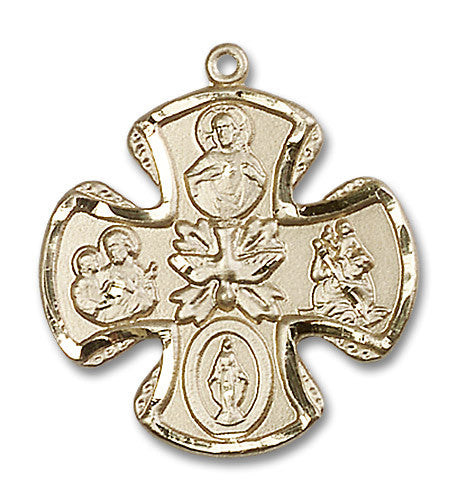 Extel Large 14kt Gold Filled Traditional Catholic 5-Way Cross Cruciform Medal