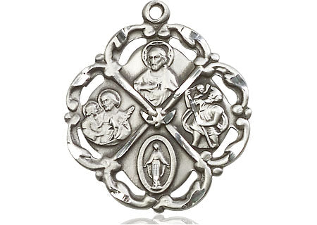 Extel Large Pewter Traditional Catholic 5-Way Cross Cruciform Medal