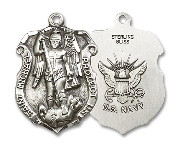 Extel Badge Large Sterling Silver St Michael Navy Medal, Made in USA