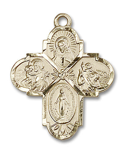 Extel Large 14kt Gold Filled Traditional Catholic 4-Way Cross Cruciform Medal