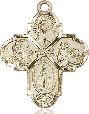 Extel Large 14kt Gold Filled Traditional Catholic 4-Way Cross Cruciform Medal